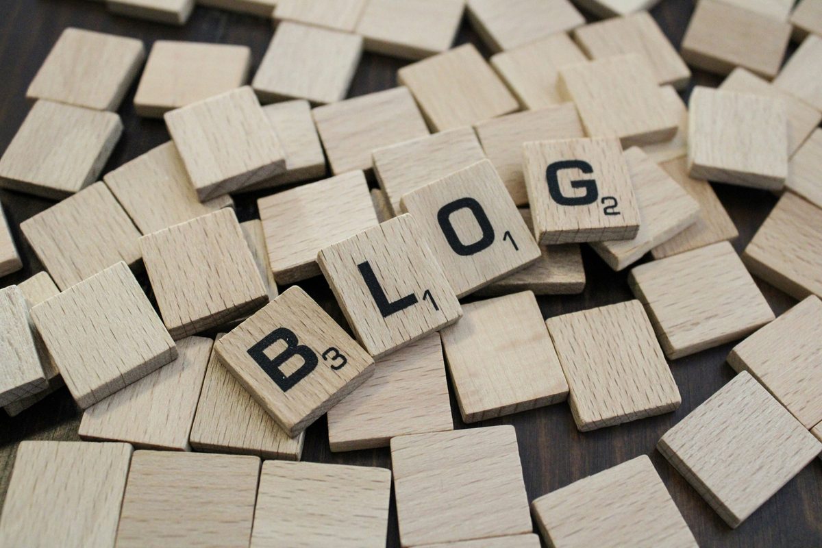 Wooden letter tiles spelling the word blog